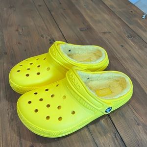 Yellow Fuzzy Crocs